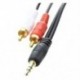 3 méter 3,5 mm-es hím - 2 x RCA Twin Gold audio sztereó hangszóró arany kábel Le J6T8