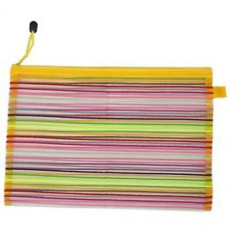 5X (Zip up Nylon Mesh többszínű csíkok A4-es papír dokumentumok tolltartó táska Fo V8D7