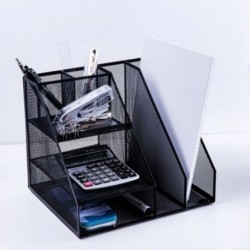 1X (Otthoni Asztali Irodai tároló File Rack Organizer Sorter Black Meta B2P3