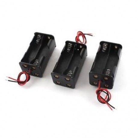 3 darab fekete 4 x 1,5 V-os AA elem Elemtartó-tartó tokban S8T2 vezeték