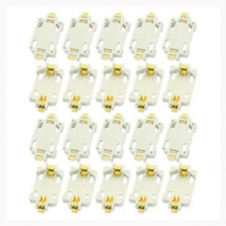 1X (20 darabos fehér ház CR2032 SMD cell gombos elemtartó aljzat tok N8C3)