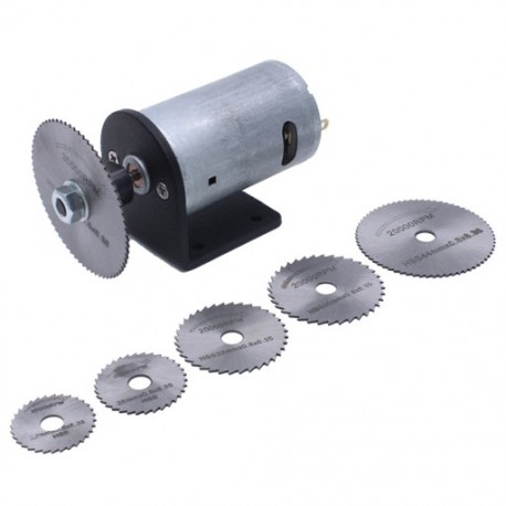 Mini famegmunkáló diy vágószerszámok Dc 24 V motoros elektromos fűrészkészlet Circul E7V5-gyel