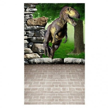 150x90cm-es Dinoszauruszos - Erdős - Kőfalas háttér stúdió fotózáshoz - J8P1