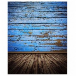 150x90cm-es Kék-barna retro deszka fal és padló háttér stúdió fotózáshoz - R2W5