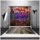 2db 150x90cm-es Graffitis téglafal és deszka padló háttér stúdió fotózáshoz - B1I0