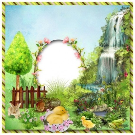 2db 150x90cm-es Húsvéti mesés kacsás - nyuszis háttér stúdió fotózáshoz - M2K7