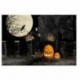 210x150cm-es Teliholdas - Töklámpás - Varjús - Csontvázas Halloween háttér stúdió fotózáshoz - J5G7