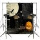 210x150cm-es Teliholdas - Töklámpás - Varjús - Csontvázas Halloween háttér stúdió fotózáshoz - J5G7