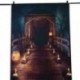 2db 210x150cm-es Gyertyafényes - koponyás régi híd töklámpásokkal Halloween háttér stúdió fotózáshoz - A4A7