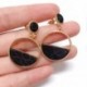 Fekete - Kézzel készített divat egyszerű geometriai kör alakú márvány hosszú fülbevalók lányok Popul V2Q2