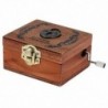 Finom, retro, fából készült zenei dobozos kézifutó dallammemória (szívzár) H8F4