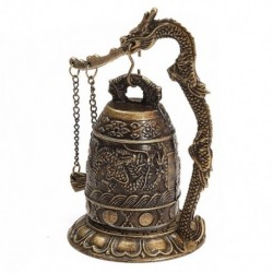 Nemzeti kézzel készített sárgaréz csengő faragott sárkány buddhista buddhiai óra bronz G W2R5