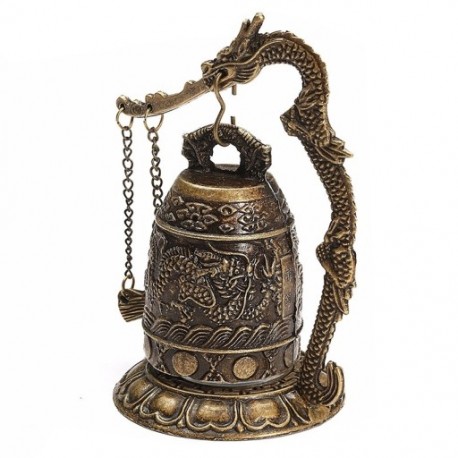 2X (Nemzeti Kézzel készített sárgaréz harang faragott sárkány buddhista buddha órája Bronz A7N3