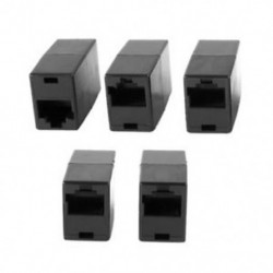 5 db fekete 8P8C RJ45 – RJ45 aljzat / női Ethernet Inline csatlakozódugó U5A5