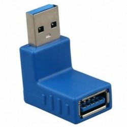 USB 3.0 A férfi-női 90 fokos szögváltó csatlakozó adapter, kék R3L4