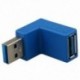 USB 3.0 A férfi-női 90 fokos szögváltó csatlakozó adapter, kék R3L4