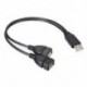 USB 2.0A aljzat 2 kettős USB aljzat Jack Y Splitter Verteiler adapter Kabel F3B8