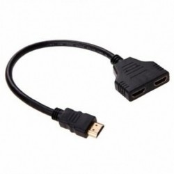 Dupla HDMI dugasz és HDMI aljzat adapterkábel csatlakoztatása 30 cm (fekete) E8L1