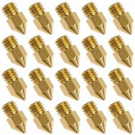 20 PCS 3D nyomtató fúvóka 0,4 mm-es MK8 extruder fej a Creality Cr10 W2K8-hoz