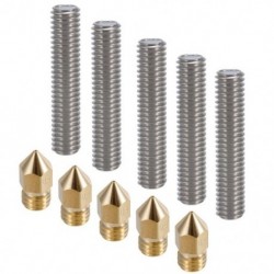 5X (5X 30 mm hosszú extruder 1,75 mm cső és 5X 0,4 mm sárgaréz extruder fúvóka P M1I4