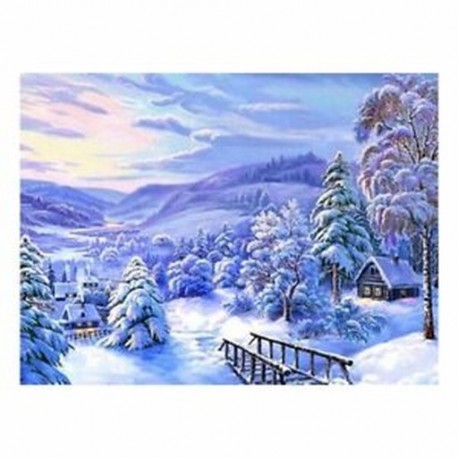 Snowscape DIY 5D teljes gyémántfestésű hímzett keresztszemes hímzésű dekoráció C K1F7