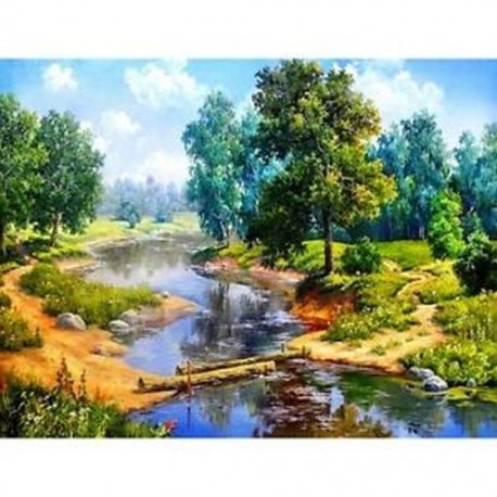 Teljes Drill Square Diamond 5D Diy Diamond festmény &quot Forest River&quot  Diamond E G6V5.)