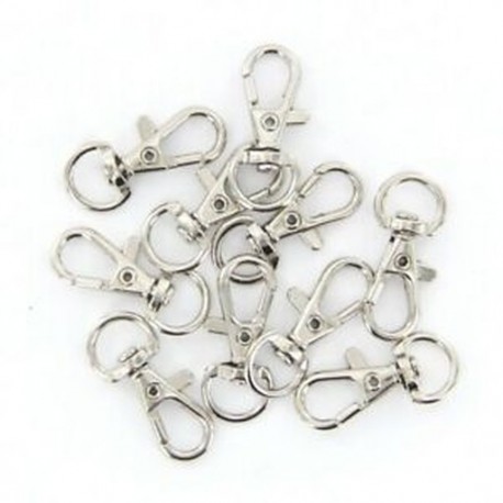 10 db ezüst kampó, 12 mm x 30 mm, L9C5 forgóbilincs