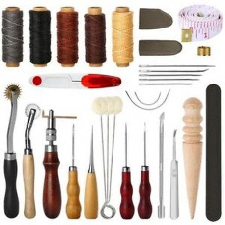 6X (31 db bőrvarró szerszámok Diy bőr kézműves szerszámok C7N3 kézi varráshoz