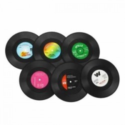 1X (vadonatúj 6 pc-es vinyl alátét Groovy Record Cup italtartó szőnyegpadló Tablew H5Z4