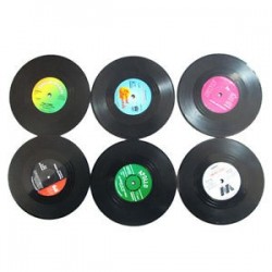 Vadonatúj 6 PCS-es Vinyl Coaster Groovy Record Cup italtartó szőnyegtartó edény U8W8