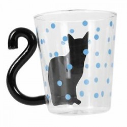 Kék - 1X (Aranyos kreatív macska Kitty üveg bögre csésze teáscsésze tejcsésze kávéscsésze G9Y4)