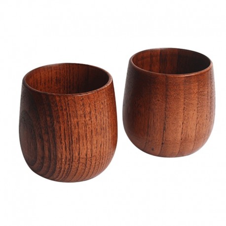 2db elegáns / divatos Jujube fa kávé- / teáscsészék / bögrék faragott fadarabon Deco R9V3