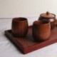 2db elegáns / divatos Jujube fa kávé- / teáscsészék / bögrék faragott fadarabon Deco R9V3