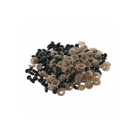 100 db 6 mm-es fekete műanyag biztonsági szemmosó készülék mackó játékszemnek Boll Doll W9O7
