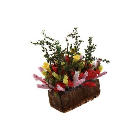 1/12 Dollhouse miniatűr többszínű virágbokor T9Q6 fazékban