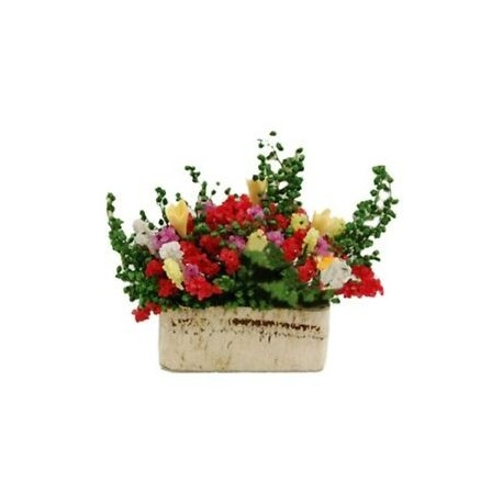 1/12 Dollhouse miniatűr többszínű virágbokor fazékkal O4Q2 K2O1 P2I3