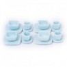 16 db Miniatűr Dollhouse Square étkészlet Porcelán teáskészlet Mu Q5K7 evőeszközök