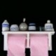 1/12 Dollhouse miniatűr fa fürdőszoba falra szerelhető fehér J4W8