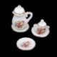 2X (Dollhouse miniatűr viselet porcelán teáskészlet tányér bögre tányér rózsaszín virág 1 G2S0