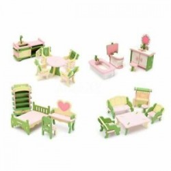 1X (4 db fából készült babaház miniatűr bútor puzzle játék gyerekeknek gyerekeknek Q8S1