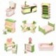 1X (4 db fából készült babaház miniatűr bútor puzzle játék gyerekeknek gyerekeknek Q8S1