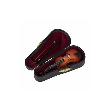 2X (Ajándékok hegedűhangszer miniatűr másolata tokkal, 10x3,5 cm K5B9)