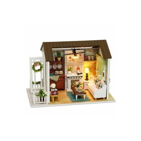 Dollhouse miniatűr barkács ház modell építőkészlet fa kreatív szoba D5L6-tal