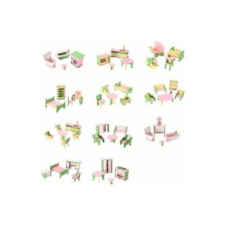 1X (49 darab 11 darab fa bútorok babákhoz ház miniatűr gyermekjáték X5Y6