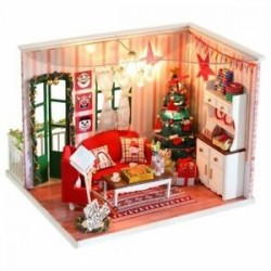 3X (IIECREATE DIY Doll House karácsonyi ajándékok, kézzel összeszerelt 3D-s fa modellek, O8X6