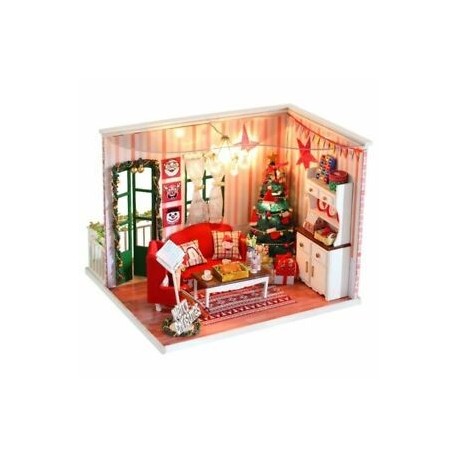 4X (IIECREATE DIY Doll House karácsonyi ajándékok kézzel összeszerelt 3D-s fa modellekS8Z2