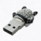 16 GB-os USB 2.0 csillogó strasszos Panda Flash meghajtó Flash Disk Pen Drive J6R7