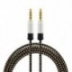 1X (fekete, 1,5 méter magas minőségű fonott fém audiokábel, 3,5 mm-es AUX audio ca O2P8.)