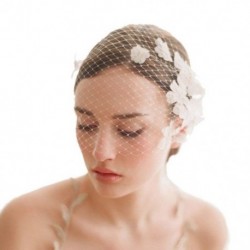 Női menyasszonyi madárketresz fátyol fehér virágos háló varázsló rövid esküvői elpirulás I0B0