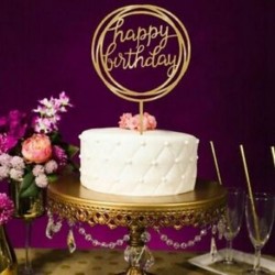 Happy Birthday - Arany színű akril tortadísz szülinapra - R6V1